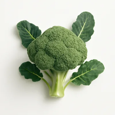 Illustration of broccoli, leaves, raw