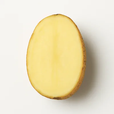 Illustration of potatoes, flesh and skin, raw
